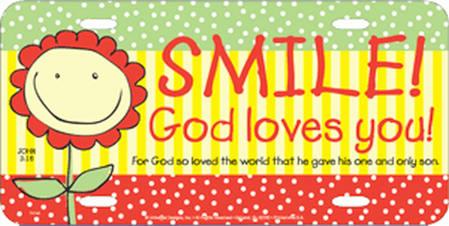 God Loves You Smile Face License Plates