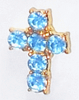 December Birthday Pin - Blue Zircon Rhinestone Cross