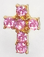 October Birthday Pin - Tourmaline Rhinestone Cross