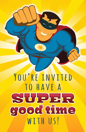 Super Man Good Time Invitation Postcard