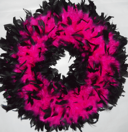 Fuschia Feather Wreaths with Black Tips