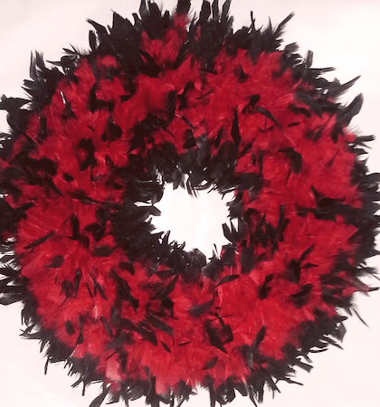 Red Feather Wreaths with Black Tips