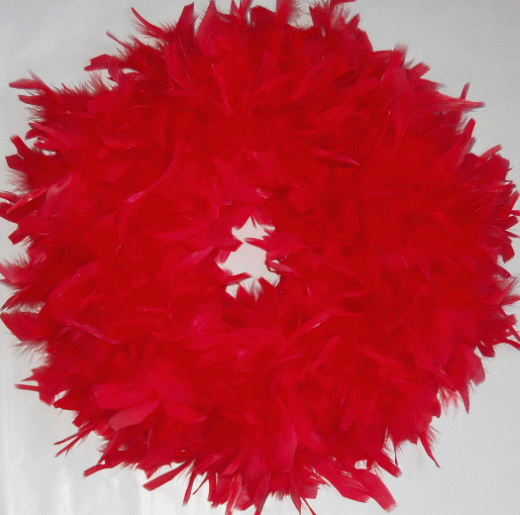 Fluffy Red Christmas Feather Wreaths - Pretty!