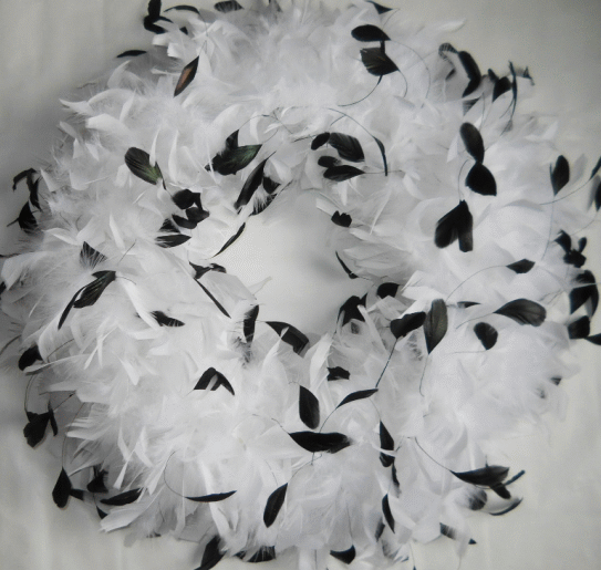 White Christmas Wreath with Coque Feather Accents