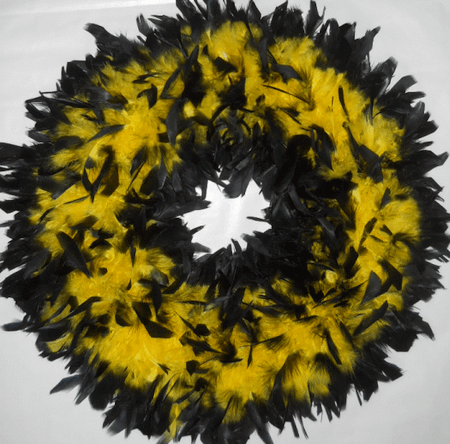 Yellow Feather Wreaths with Black Tips