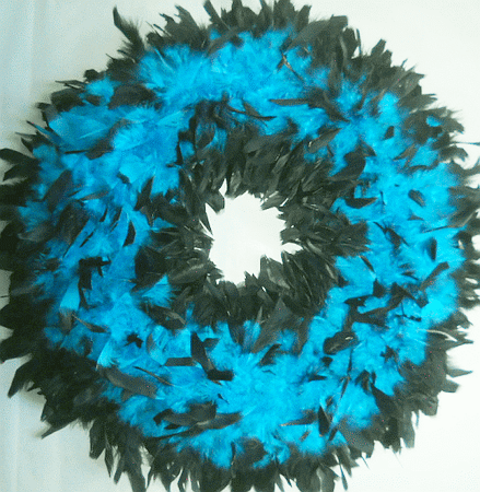 Turquoise Feather Wreaths with Black Tips