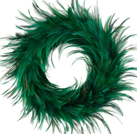 Green Chinchilla Hackle Christmas Feather Wreaths - Nice!