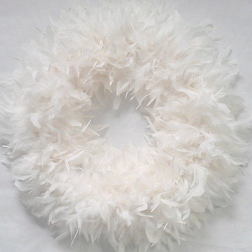 Ivory Christmas Feather Wreaths XL - Gorgeous!
