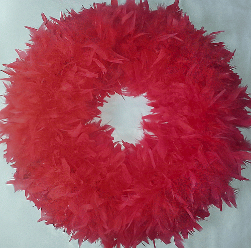 Red Christmas Feather Wreaths XL - Gorgeous!