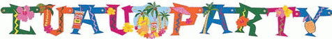 Luau Party Banner - Colorful Jointed Letters