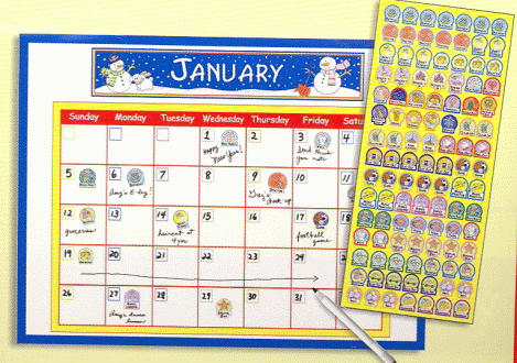 Family Activity Calendar - Blue & Yellow Theme