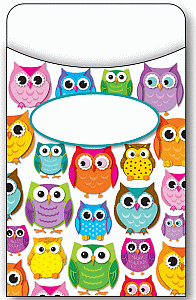 Colorful Owls Library Pockets - ONLY 2 LEFT