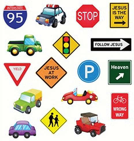 Heavens Highway Traffic Sign Stickers