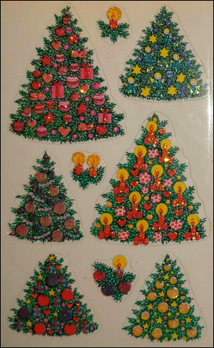 German Glitter Christmas Tree Stickers