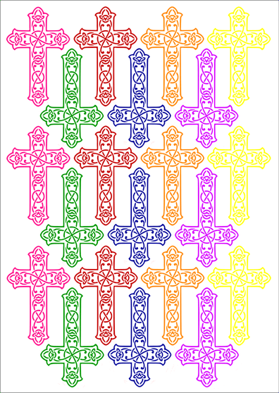 Fancy Rainbow Crosses Sticker Sheets