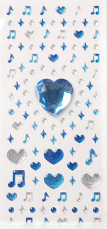 Blue Gem Heart Stickers