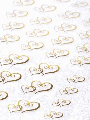 Gold Double Hearts Wedding Stickers