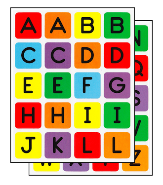 Colorful Alphabet Square Stickers