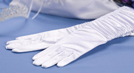 Adult White Satin Wedding Gloves