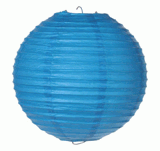 Paper Lantern - Ribbed Blue - 8 Inch