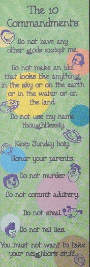 Ten Commandments for Kids Bookmark