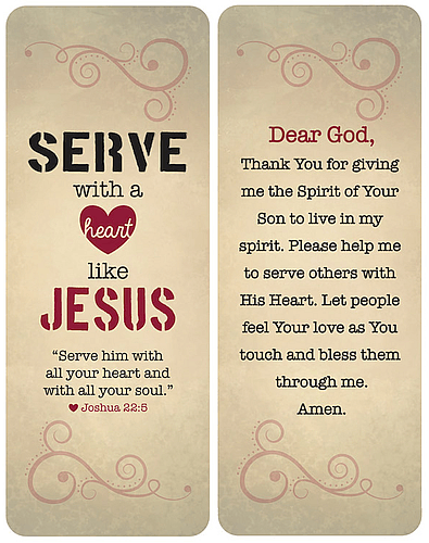 Serve with a Heart Like Jesus Christian Bookmark