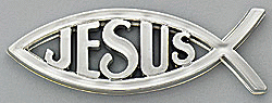 Silver Jesus Fish Auto Sticker Emblem