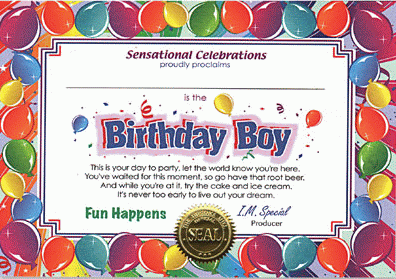 Birthday Boy Gift Certificate