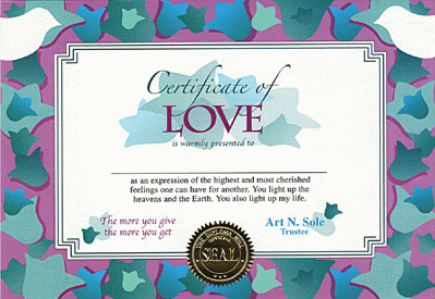 Certificate of Love Gift Certificate