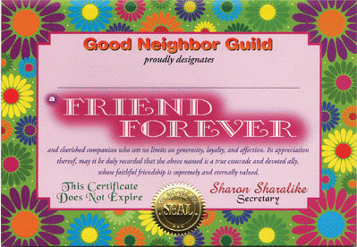Friend Forever Gift Certificate