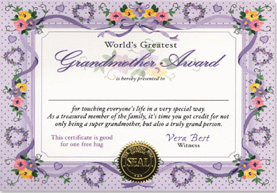 Grandmother Award Gift Certificate