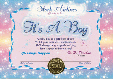 Its a Boy Gift Certificate