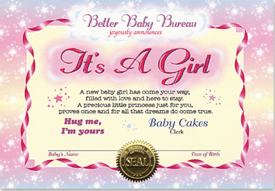 Its a Girl Gift Certificate