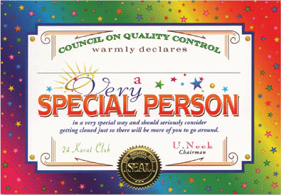 Very Special Person Gift Certificate