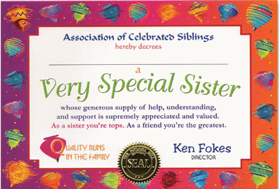 Very Special Sister Gift Certificate