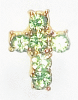 August Birthday Pin - Peridot Rhinestone Cross
