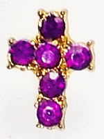 February Birthday Pin - Amethyst Rhinestone Cross
