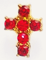 January Birthday Pin - Garnet Rhinestone Cross