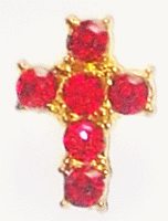 July Birthday Pin - Ruby Rhinestone Cross
