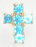 March Birthday Pin - Aquamarine Rhinestone Cross
