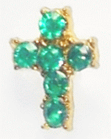 May Birthday Pin - Emerald Rhinestone Cross