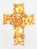 November Birthday Pin - Citrine Rhinestone Cross