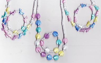 Ocean Theme Pearlized Necklace & Bracelet Set