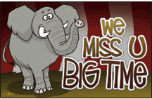 Missed You Big Time Elephant Postcard