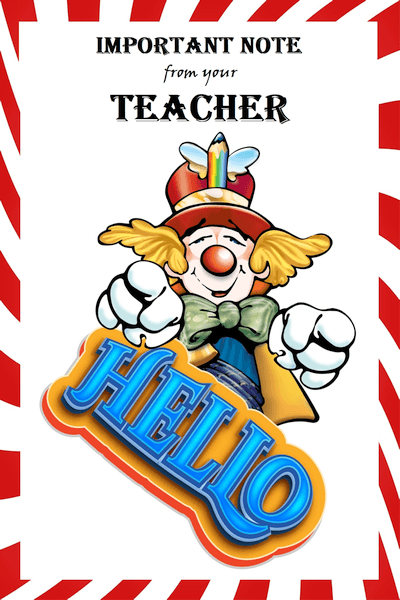 Important Note from your Teacher Clown Postcard