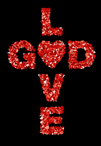 Red LOVE GOD Cross Poster