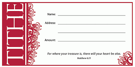 Red Tithes Church Offering Envelopes