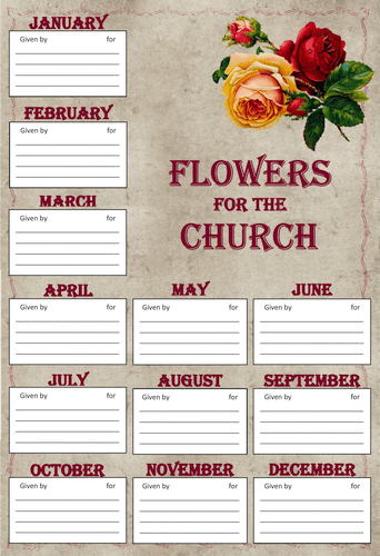 Flowers for the Church Chart - Antique