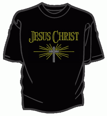 Jesus Christ Rhinestone Tee Shirt - Adult Large