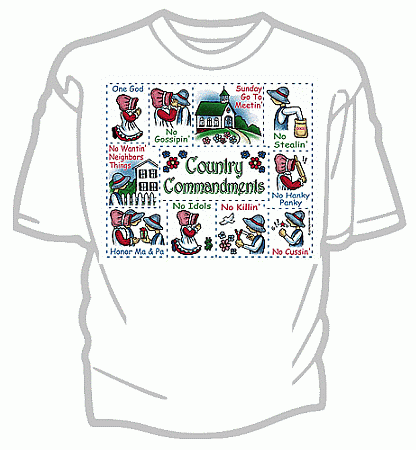 Country Ten Commandments Tee Shirt - Adult XL